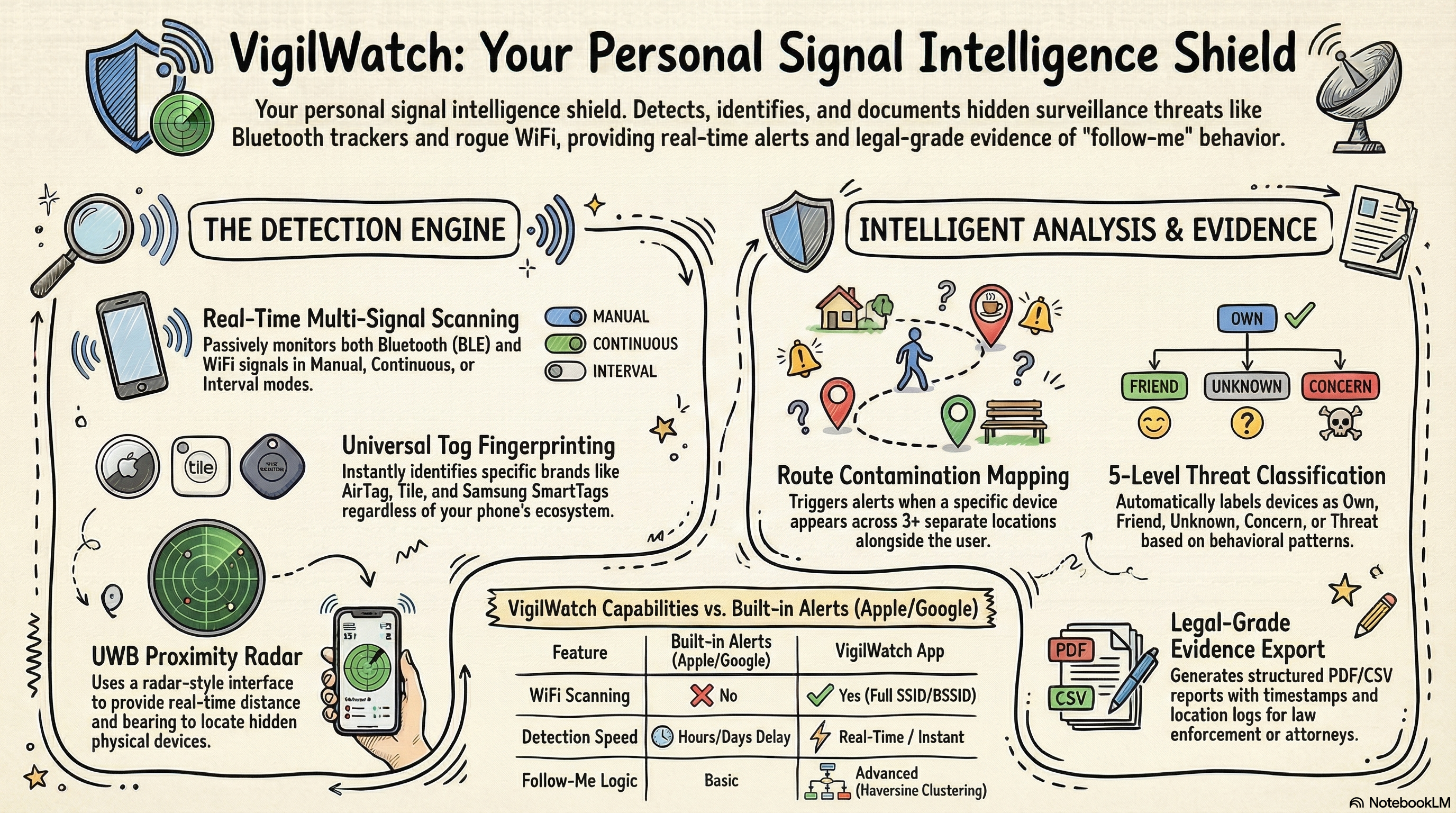 VigilWatch feature overview infographic